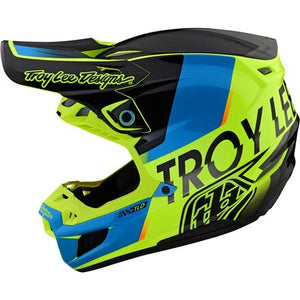 New Troy Lee Designs SE5 Motocross / Dirt Bike Helmet, Blue / Hi-Vis Yellow, 2XL