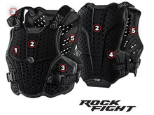 TROY LEE DESIGNS ROCKFIGHT CHEST PROTECTOR, YOUTH SIZE, BLACK, FRONT AND BACK